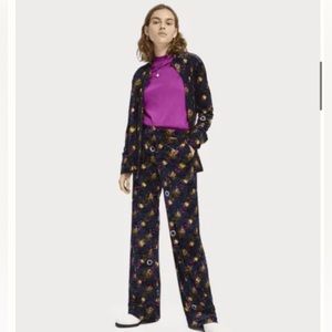 Scotch & Soda Starwatcher Tailored wide Leg Printed Velvet Pants